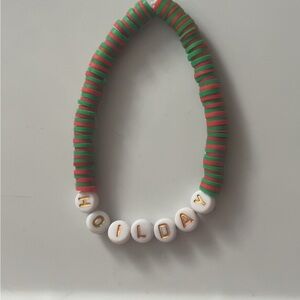 Holiday Christmas clay bead bracelet